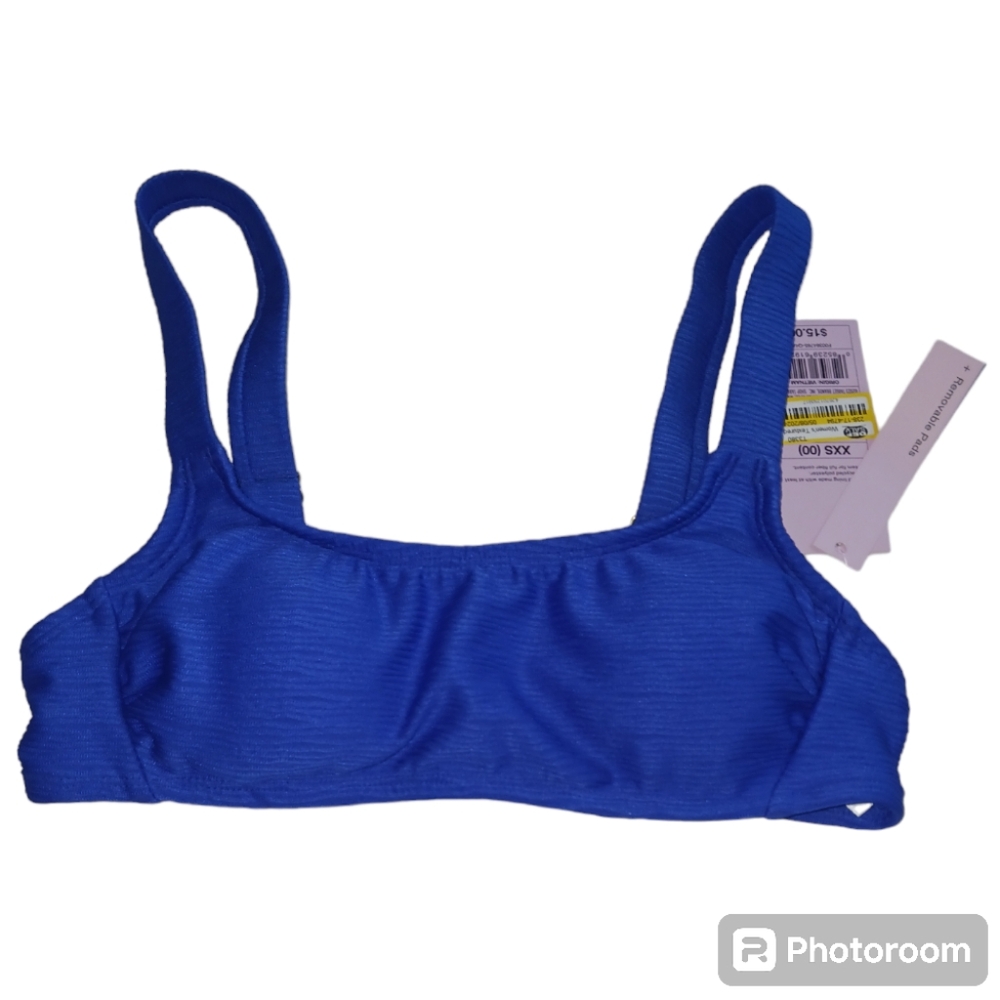 NWT WILD FABLE LADIES SIZE XXSMALL-00 Texture Bikini Top Only Blue